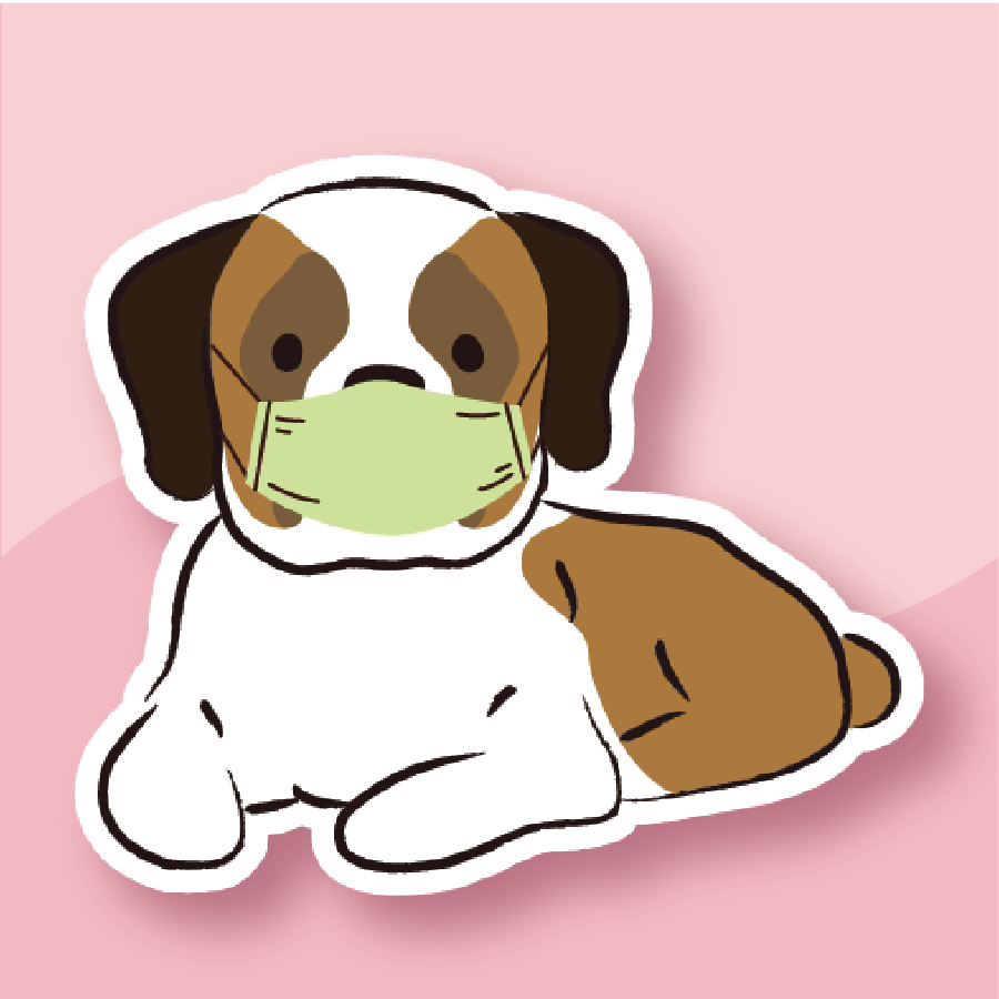 A laid-back basset hound lounging responsibly with a green mask.