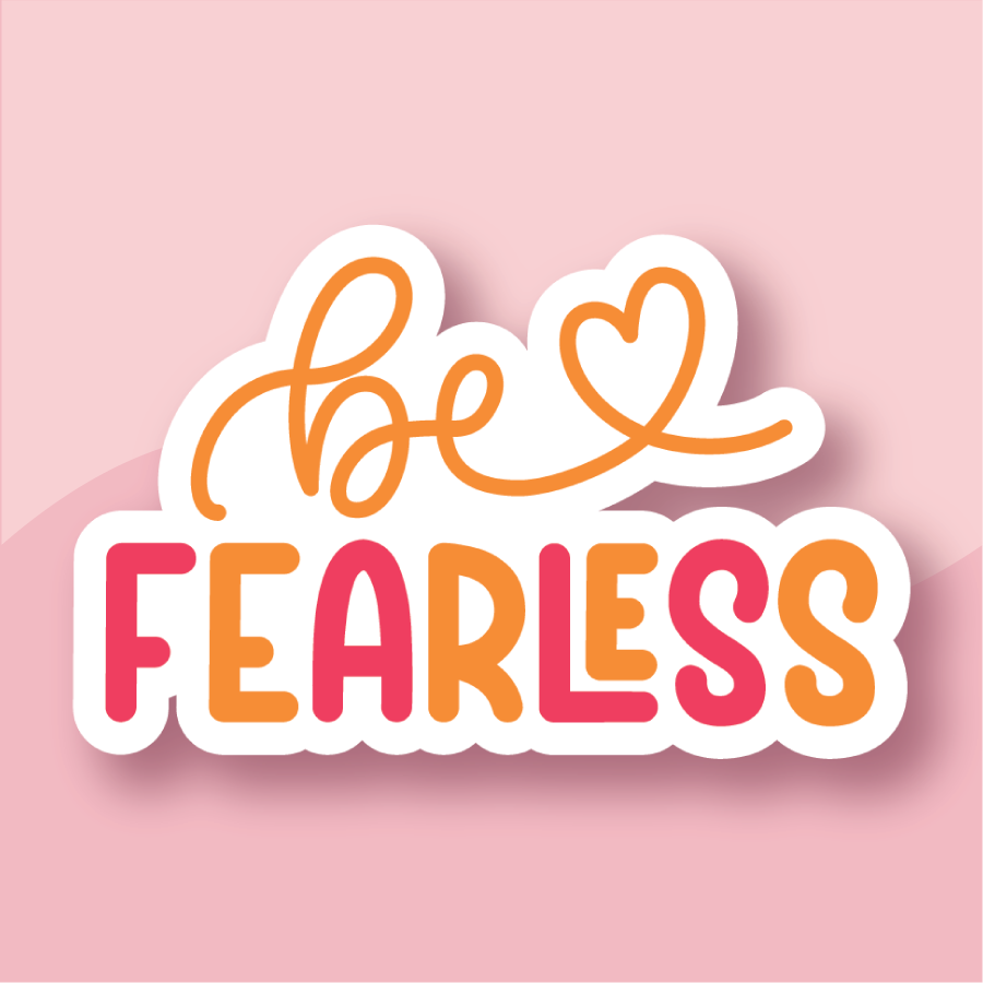 orange and red gradiant be fearless with script heart