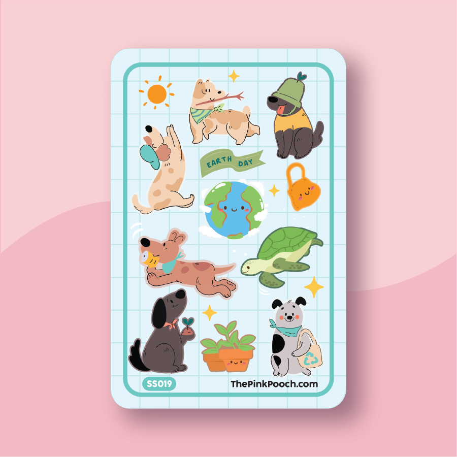 Earth Day & Eco-Friendly Dog - Premium Accessible Sticker Sheet - Just $10