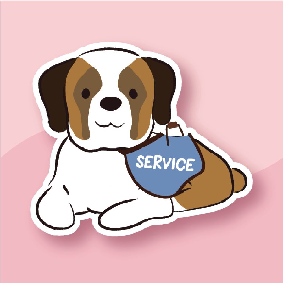 Service Dog Calm Companion Saint Bernard Sticker - Premium Waterproof Laminated Die Cut Sticker - Just $5