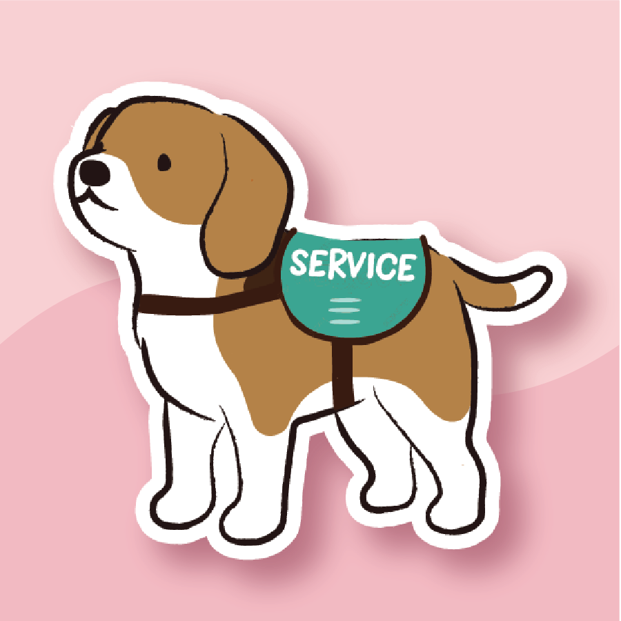 Service Dog Working Beagle Sticker - Premium Waterproof Laminated Die Cut Sticker - Just $5