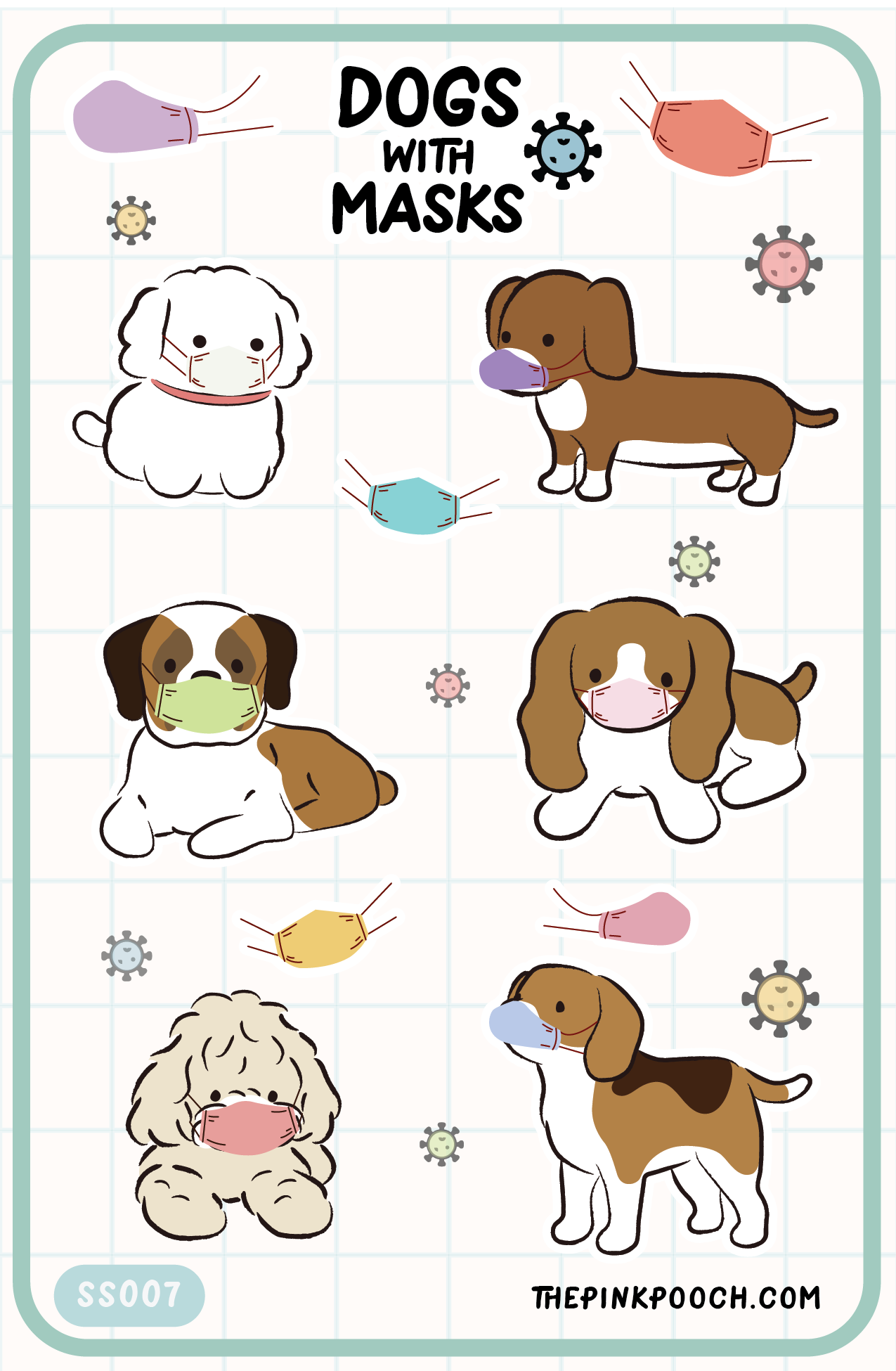 Dogs In Masks Sticker Sheet