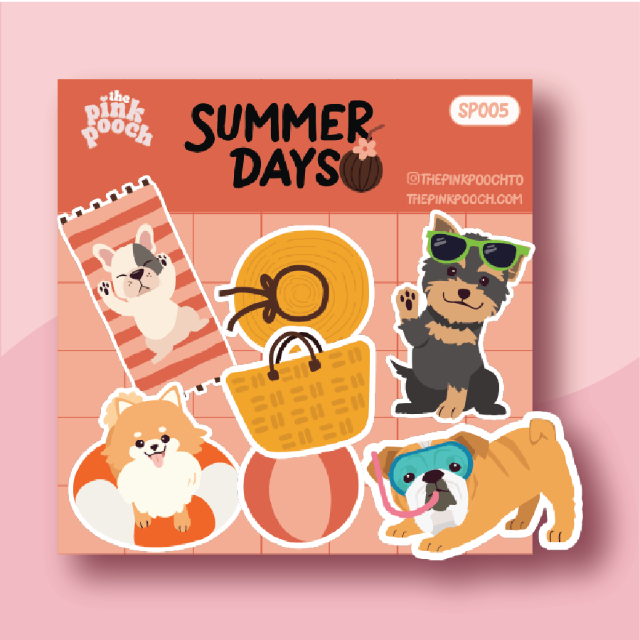 Summer Days Beach Dogs Sticker Pack - Premium Waterproof Laminated Die Cut Sticker Pack - Just $17