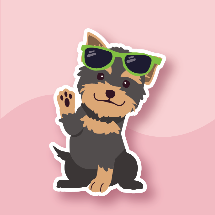 Summer Days Yorkie in Sunglasses Sticker - Premium Waterproof Laminated Die Cut Sticker - Just $5