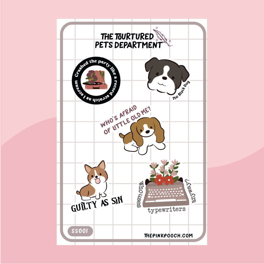 The Tortured Pets Department Sticker Sheet - Premium Waterproof Laminated Kiss Cut Sticker Sheet - Just $10