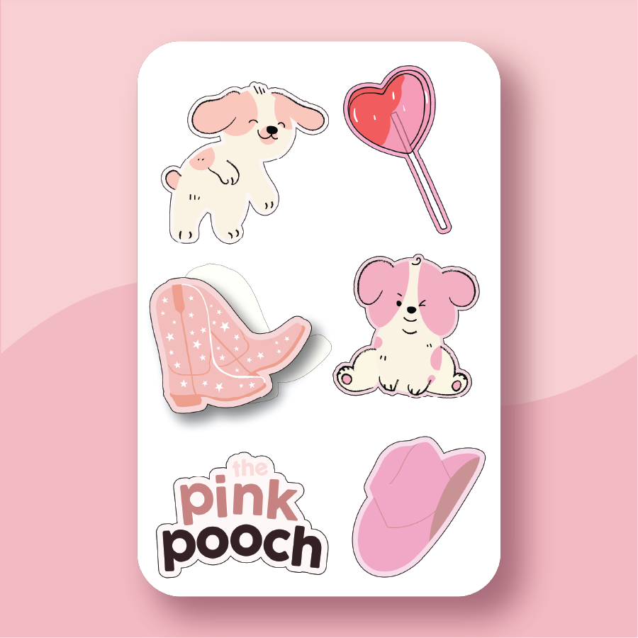 Premium Custom Accessible Sticker Sheet Personalized with The Pink Pooch- Just $3- Proudly Made in Canada